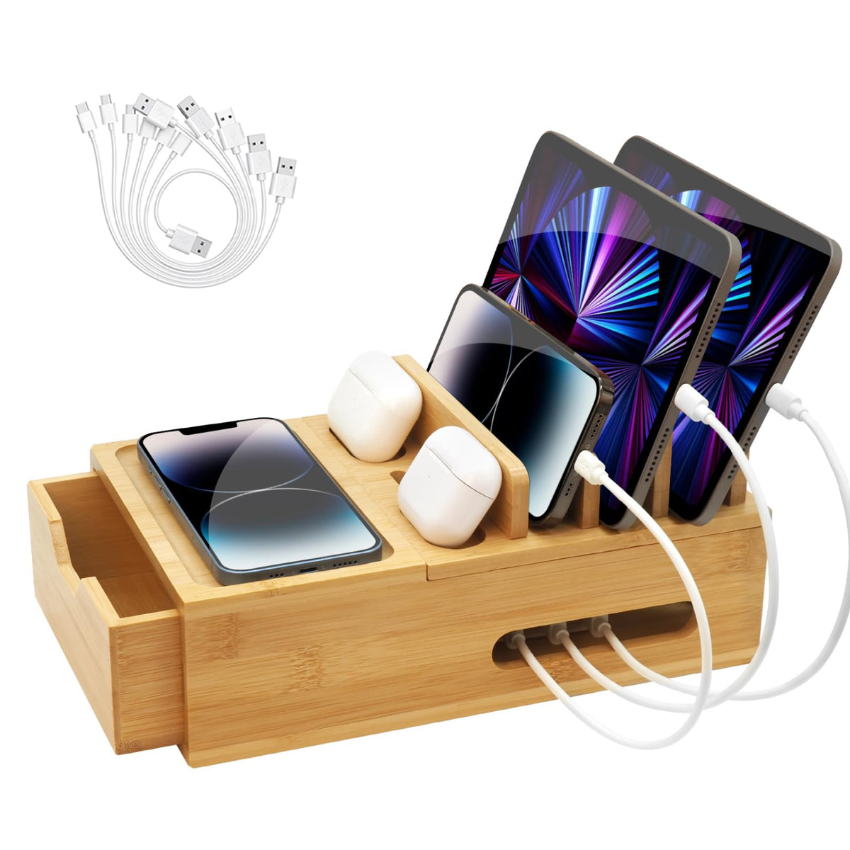Bamboo Charging Station for Multiple Devices, Deskto | All Products - Image 1