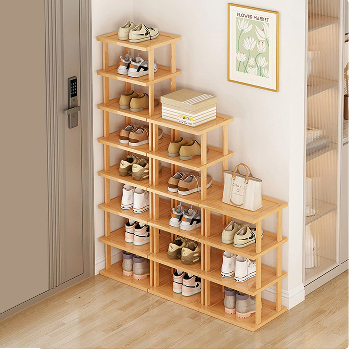 Vertical Shoe Rack,Tall Narrow Shoe Shelf Organizer Entryway Shoe - Image 1