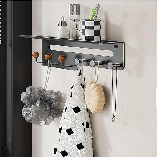 Coat Hooks for Wall, Thickened 5 Hooks No Nail Adhesive Hooks, Towel Hanger for Bathroom, Door Hanger Hooks, Hooks for Hanging Hat Key Towel Purse Robes Mudroom Entryway