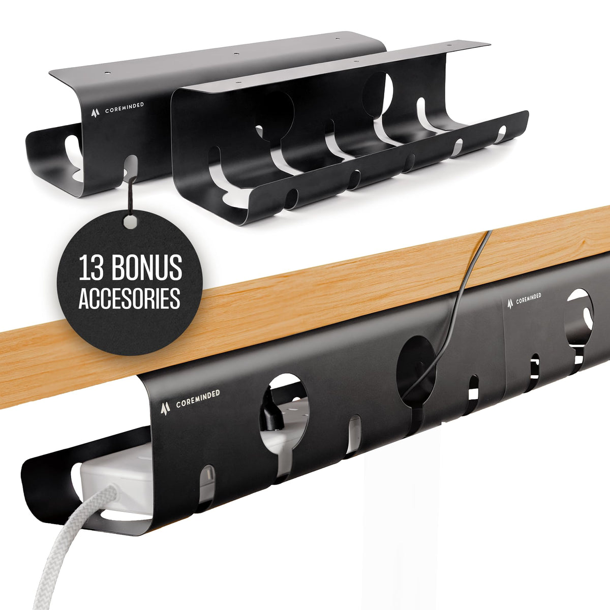COREMINDED No-Drill Under Desk Cable Management Tray | Cable Managemen - Image 1