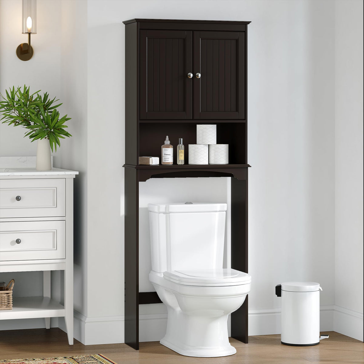 Spirich Over Toilet Storage Cabinet with Doors, Espresso Bathroom - Image 1