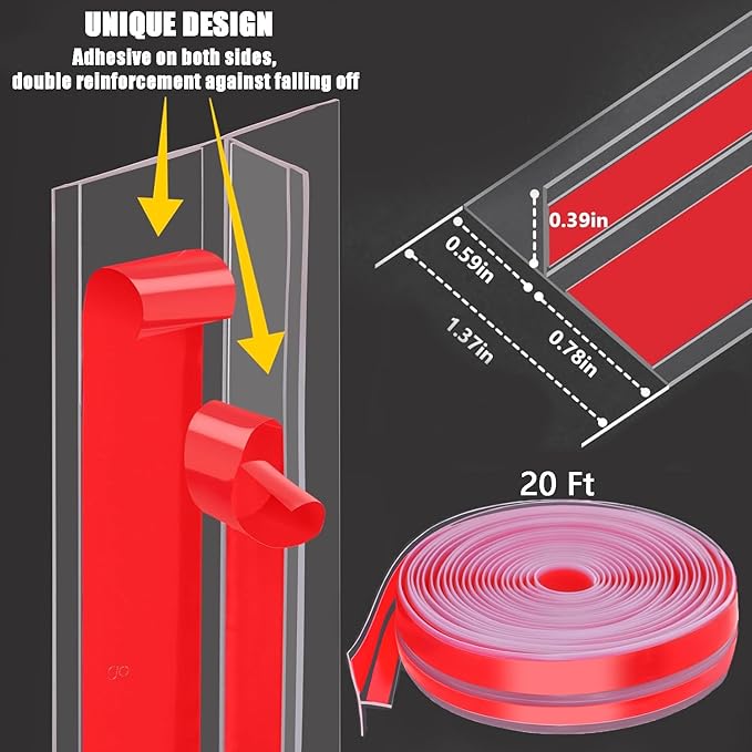 Upgrade T-Shaped Door Draft Stopper, Clear Silicone Seal Strip Weather Stripping for Side of Door Frame (1.97" Wide X 20 Ft Elder)