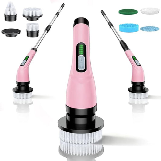 2 Pieces Electric Spin Scrubber - Cordless Bathroom Scrubber with 7 Brush Heads - Dual Speed IPX7 Waterproof Power Scrubber for Heavy-Duty Bathtub, Glass, Tile, and Car Cleaning