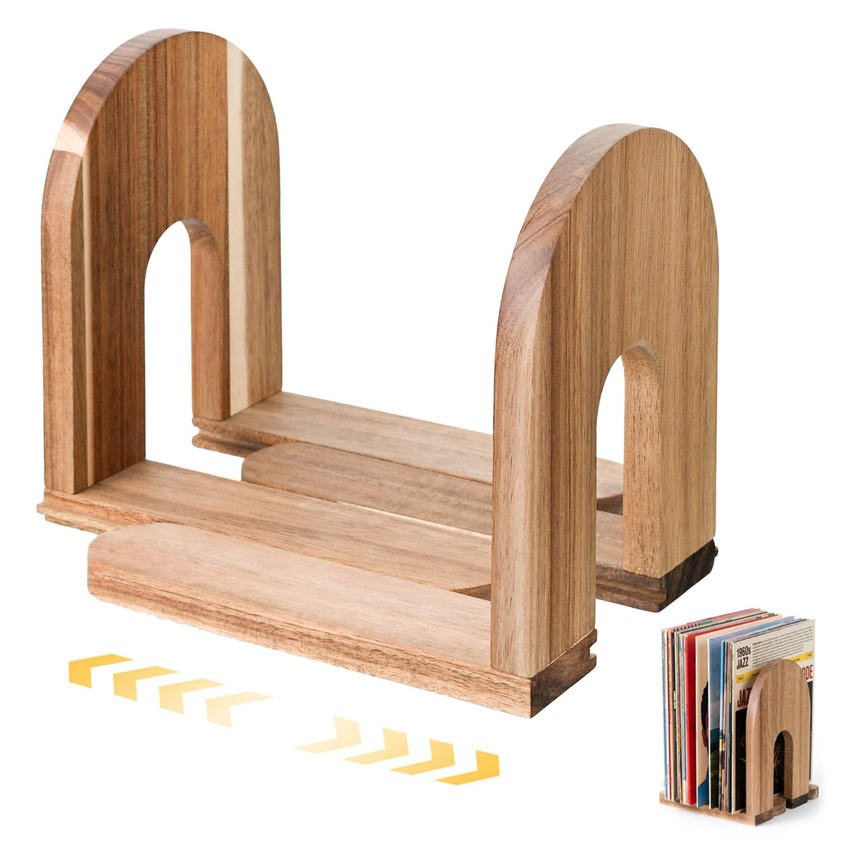NANXITU Adjustable Vinyl Record Holder,Solid Acacia Wood - Image 1