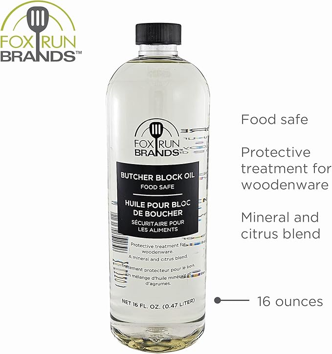 Fox Run Butcher Block Oil, 16 oz Food Grade Mineral Oil