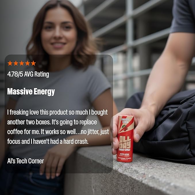 Caffeine Spray, Promotes Focus and Energy (Peach Snap, 8 Bottles, 96 Sprays) | 32mg Natural Caffeine per Spray | Pocket-Size Energy Shot/Drink - Formulated with L-Theanine, Vitamin B12, & Vitamin D