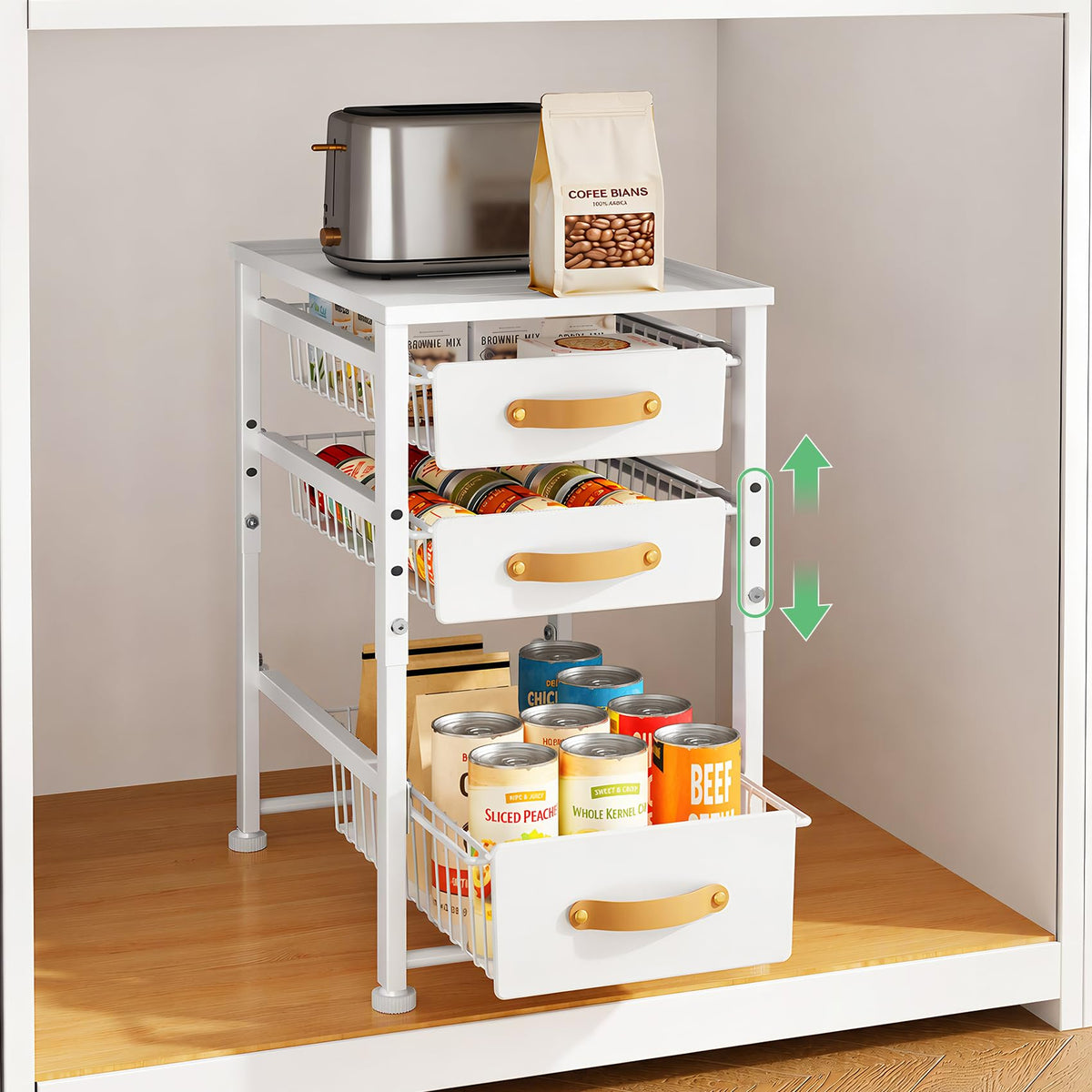 3 Tier Pull Out Cabinet Organizers, Stackable Slide | All Products - Image 1