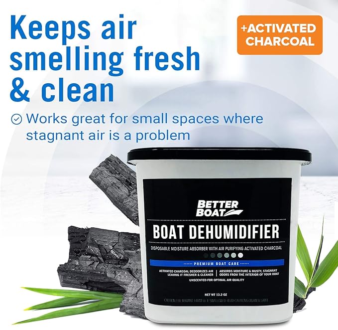 Charcoal Moisture Absorber & Odor Remover - Boat Dehumidifier 2 Pack