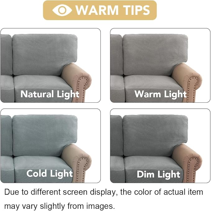 H.VERSAILTEX Multi-Pieces Loveseat Covers for 2 Cushion Couch High Stretch Couch Cushion Covers Jacquard Textured Twill Fabric(2 Seat Covers Plus 2 Back Cushion Covers, Dove)