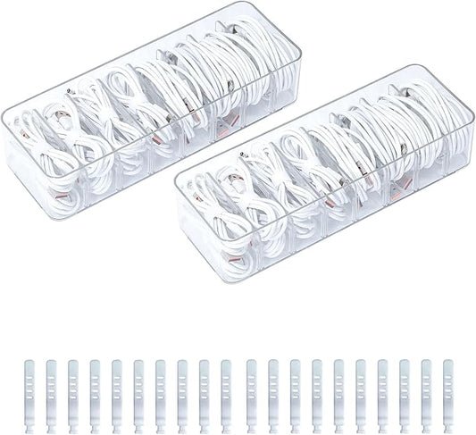 2 Pack Cable Cord Storage Box, Plastic Desk Drawer Organizer Case for Home Office Supplies, Art Crafts, Electronic Accessories, Phone Charger and Wires