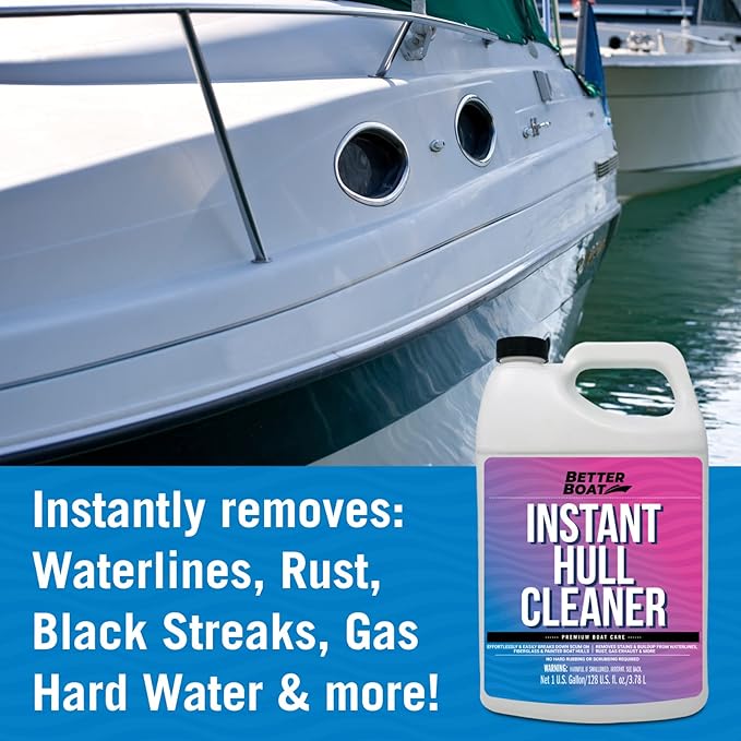 Fiberglass Boat Hull Cleaner, Marine-Grade Stain Remover & Restorer, Deck Cleaner for Boats, Pontoons, Sailboats, Pro Wash Cleaning Supplies