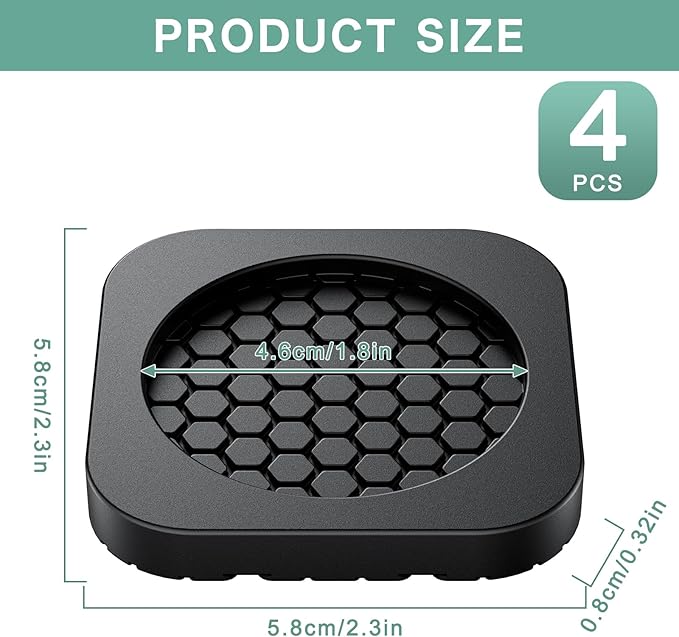 DEWEL Anti Vibration Pads for Washing Machine, Washer and Dryer Pedestals, Rubber Washing Machine Foot Pads Shock Absorbing & Non-Slip Protect The Laundry Room Floor (4 Pcs)