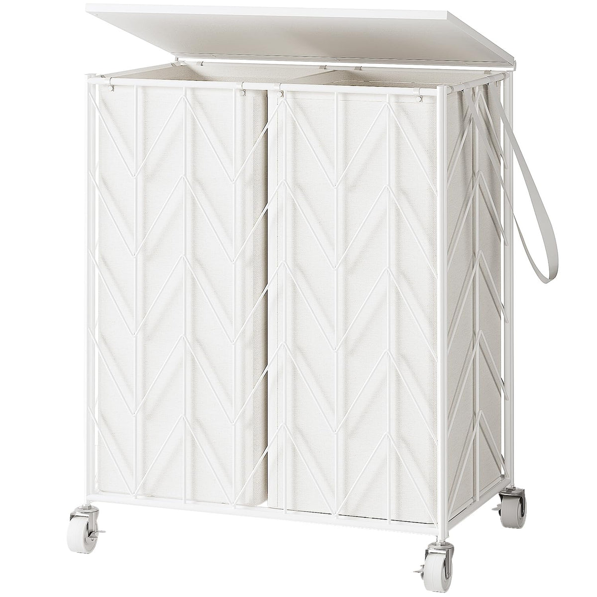WOWLIVE Double Laundry Hamper with Lid, Rolling Laundry - Image 1