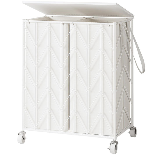 WOWLIVE Double Laundry Hamper with Lid, Rolling Laundry - Image 1