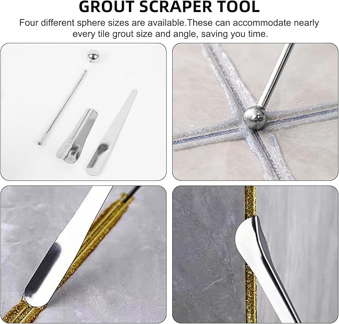 29-Piece Grout Removal Tool Kit with Tile Grout Saws, 13 Replacement Blades, Grout Remover Cone and Ball Finishing Tools for Bathroom Shower and Floor Tile Gap Cleaning