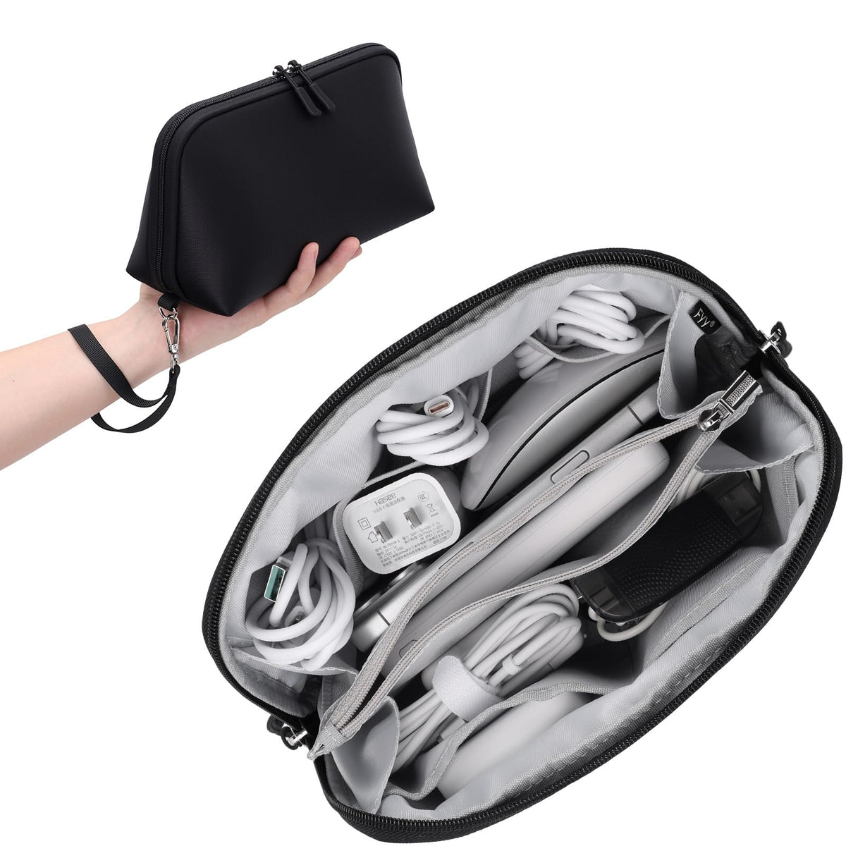 FYY Travel Cable Organizer - 8 Compartments, Lightweight - Image 1