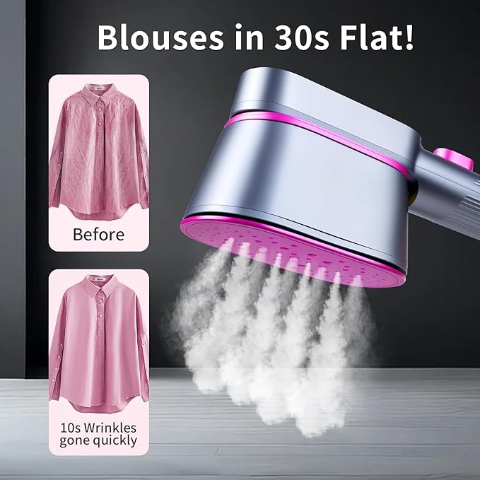 Travel for Clothes, 110V Portable Steamer, 10s Heat Up, Steamer & Iron 2 in 1, Travel Size Garment with Large Ceramic Heat Panel, Ideal for Global Traveling