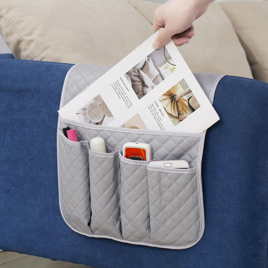 PU Leather Sofa Armrest Organizer Couch Arm Storage Bag - Image 1
