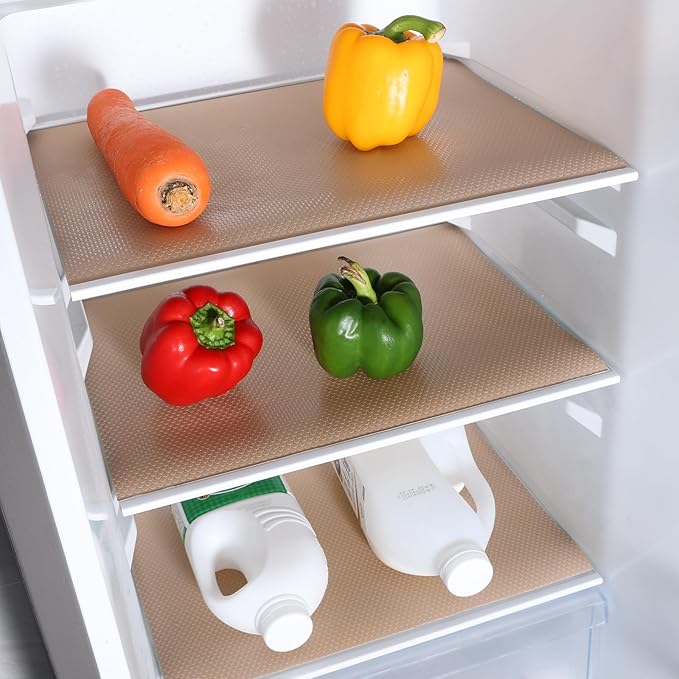 Beige Shelf Liners for Kitchen Cabinets Non Adhesive Drawer Liner for Bathroom Waterproof Refrigerator Liners for Shelves Fridge Plastic Mats Cabinet Cupboard Liner 23.6 x 78.7 Inches