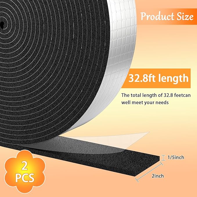 Pipe Insulation Wrap-2" X 33 ft Pipe Wrap Insulation Self-Adhesive Aluminum Foil Water Pipe Insulation Is Used For Anti-Freezing Protection Of Outdoor Water Pipes In Winter To Reduce Heat Loss