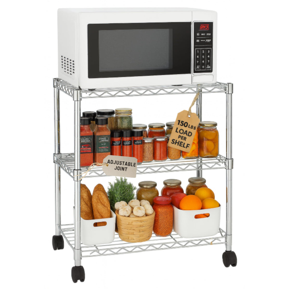 3 Tier Wire Shelving Unit Storage Rack, Metal Heavy Duty Utility - Image 1