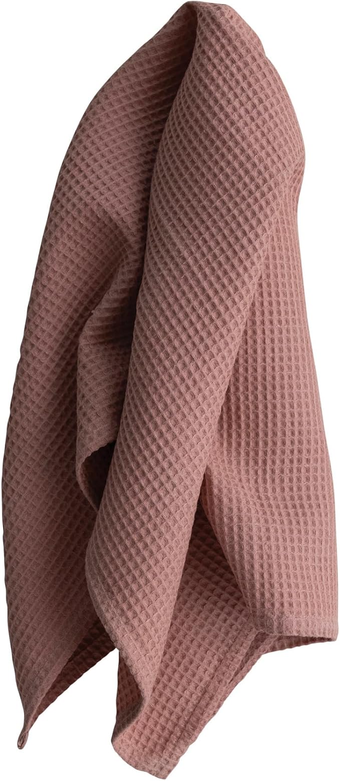 Creative Co-Op Oversized Woven Linen and Cotton Waffle Decorative Loop for Dining and Kitchen, Putty Color Tea Towel, Blush