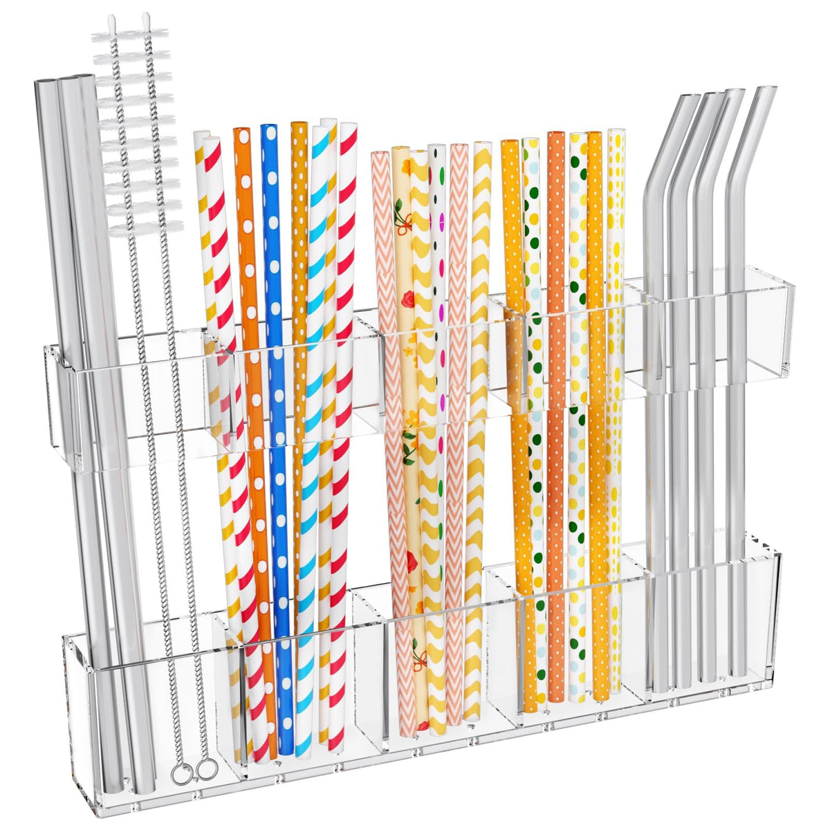 Mpotmiy 9.5" Large Acrylic Straw Holder for Cabinet Door, Straw - Image 1