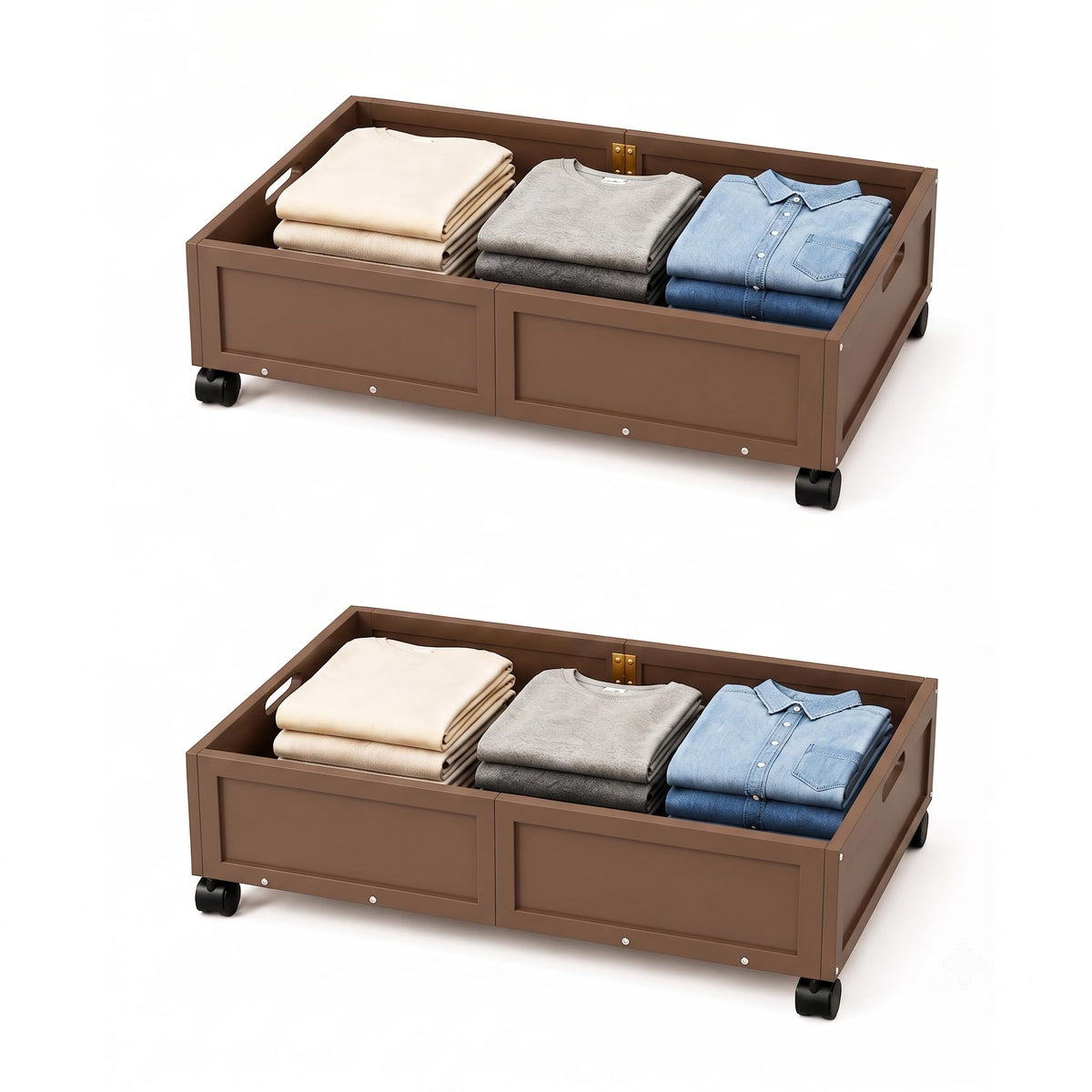 Bamboo Under Bed Storage Containers, Rolling Underbed - Image 1