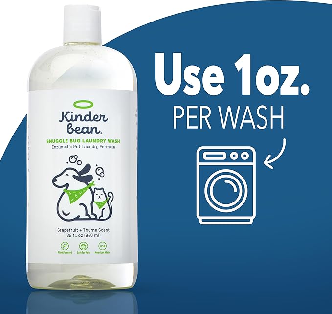 Dog and Cat Laundry Wash, 2-Pack 32 oz. Enzyme Formula Pet Laundry Detergent Removes Pet Odors, Cleans Stains from Cat or Dog Urine, Safe Laundry Odor Eliminator for Bedding, Collars, Toys