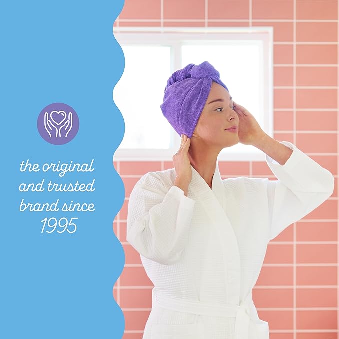 Turbie Twist 4-Pack Microfiber Hair Towel for Beauty, Travel, Gifting - Hair Wrap Turban for Straight, Wavy & Curly Hair - Premium Personal Care - Dark Purple & Light Purple