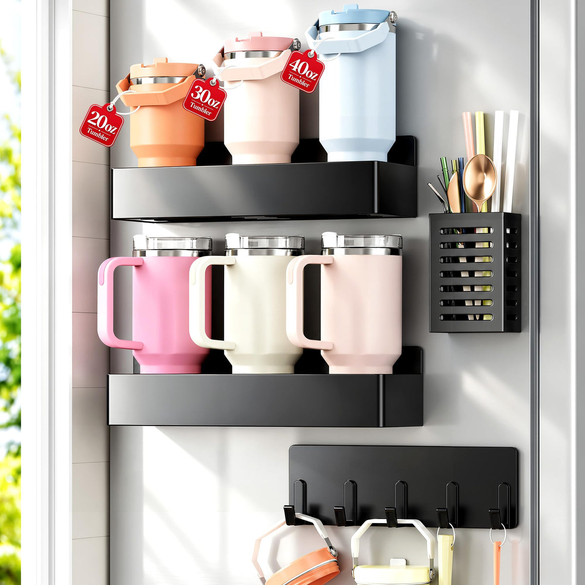 Nieifi Magnetic Shelf for Fridge, Black, 4 pieces - Image 1