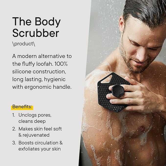TOOLETRIES The Ultimate Scrubber Set - with 2X Scrubbers & Holders - Silicone Toiletry Organizer, Shower & Bathroom Accessory - Features Silicone-Grip Technology, Removable & Reusable - Charcoal