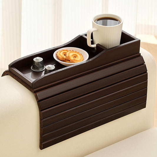 Bamboo Couch Cup Holder Arm Tray Table，Couch Drink | Phone & Computer - Image 1