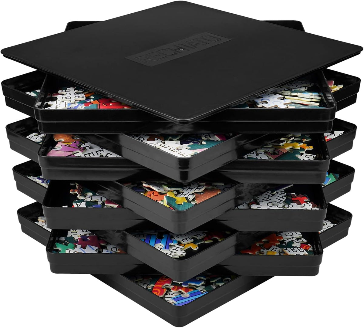 8 Sorting Trays for Jigsaw Puzzles - Fit Up to 2000 Pieces, 8"X8" - Image 1
