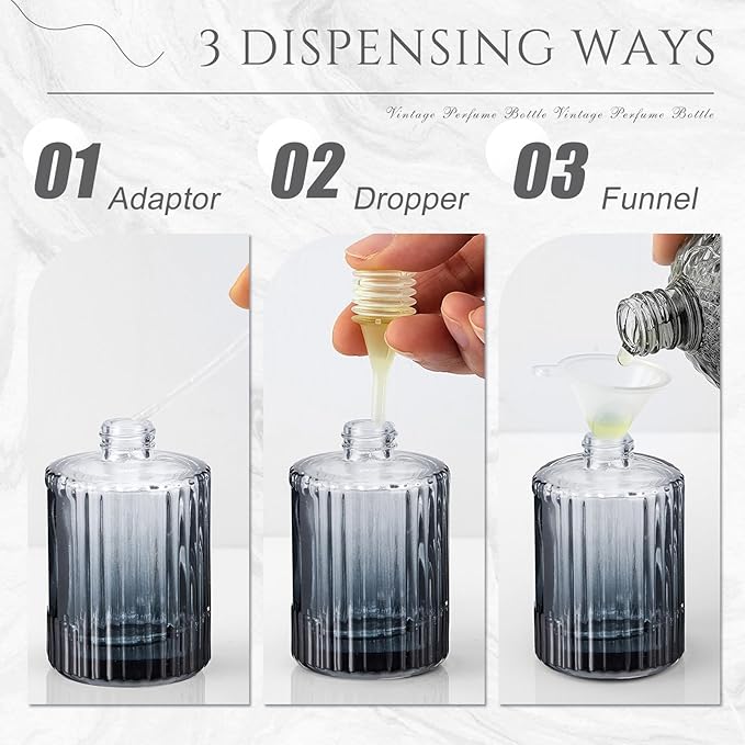 6 Pcs 30/50/100ml Empty Glass Perfume Bottles Bulk Pack for Perfume Makers Refillable Atomizer Cologne Bottles DIY Vintage Fragrance Packaging Glass Bottling Supplies (Black,50 ml)