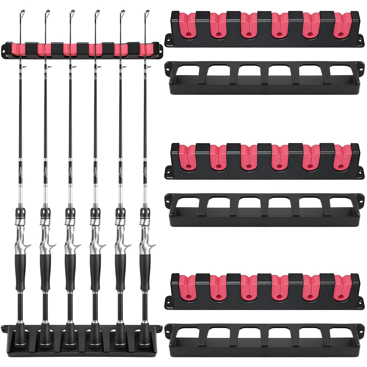 3 Set Fishing Rod Holders for Garage Wall Mount Pole | Garage Storage - Image 1