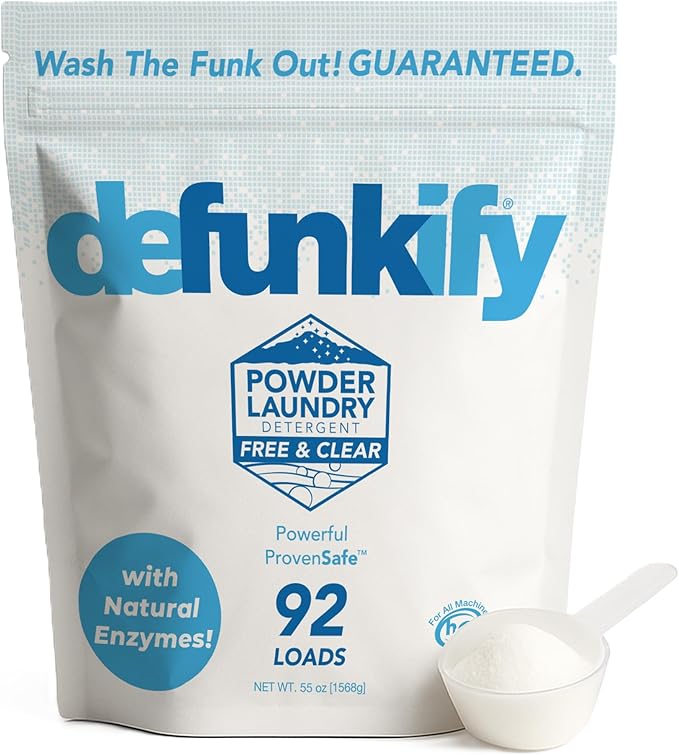 Laundry Detergent, 92 Load. Unscented Enzyme Laundry Detergent Powder. Activewear, Outdoor Gear Cleaning Supplies w/Odor & Stain Removers. Provensafe™ Washing Soda Fabric Stripper for All Fabrics