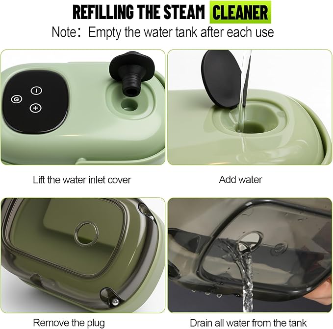 2500W Handheld Steam Cleaner, 15s Fast Heat-Up & 34oz Tank, 6-Level Adjustable Steam Control, Touch Screen Portable Steamer for Bathroom, Car, Tile, Floor, Kitchen, Home Cleaning