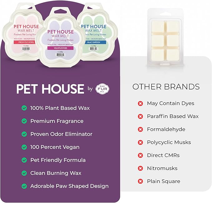 One Fur All Pet House Scented Wax Melts, Natural, Plant Based Soy Wax Melts for Pet Odor, Long Lasting Fragrance for Fresh Smelling Homes, Winter Fig