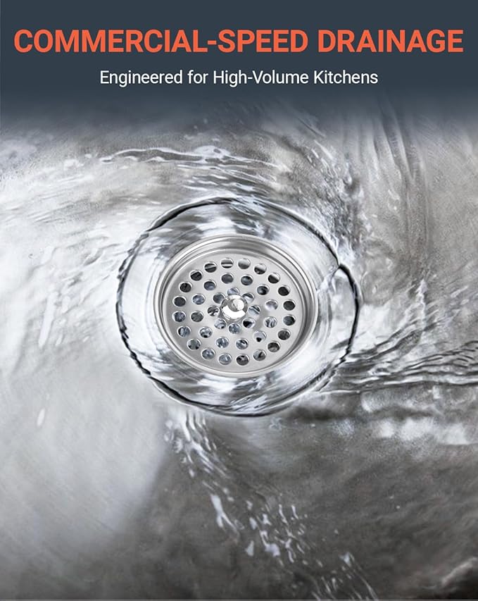 3-1/2 Inch Commercial Sink Strainer - 304 Stainless Steel Clog-Free Drain Cover, Precision Fit for 3.5" Drains & 3 Compartment Sinks, Heavy-Duty for High-Volume Kitchens (3-Pack)