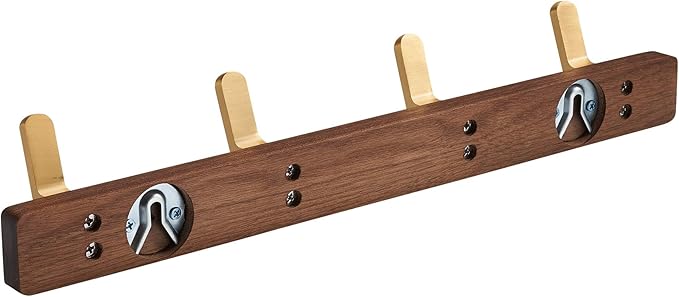 SARIHOSY] Wall Mounted Coat Rack,Multi Hook Hangers,Entryway Hanging Coat Rack,Metal Wood Coat Rail with 4 Hooks，Walnut Wood,zinc Alloy,Bedroom,Bathroom,Foyer,Living Room,Metal Household Items