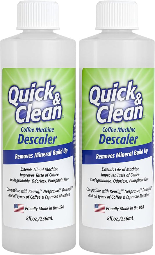 Quick & Clean 2-Pack Descaler (4 Total Uses) - Made in the USA - Descaling Solution for Keurig, Nespresso, Ninja, Delonghi, Coffee and Espresso Machines