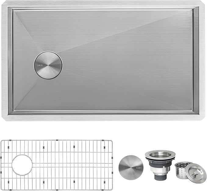 Ruvati 27-inch Slope Bottom Offset Drain Undermount Kitchen Sink Single Bowl - RVH7470