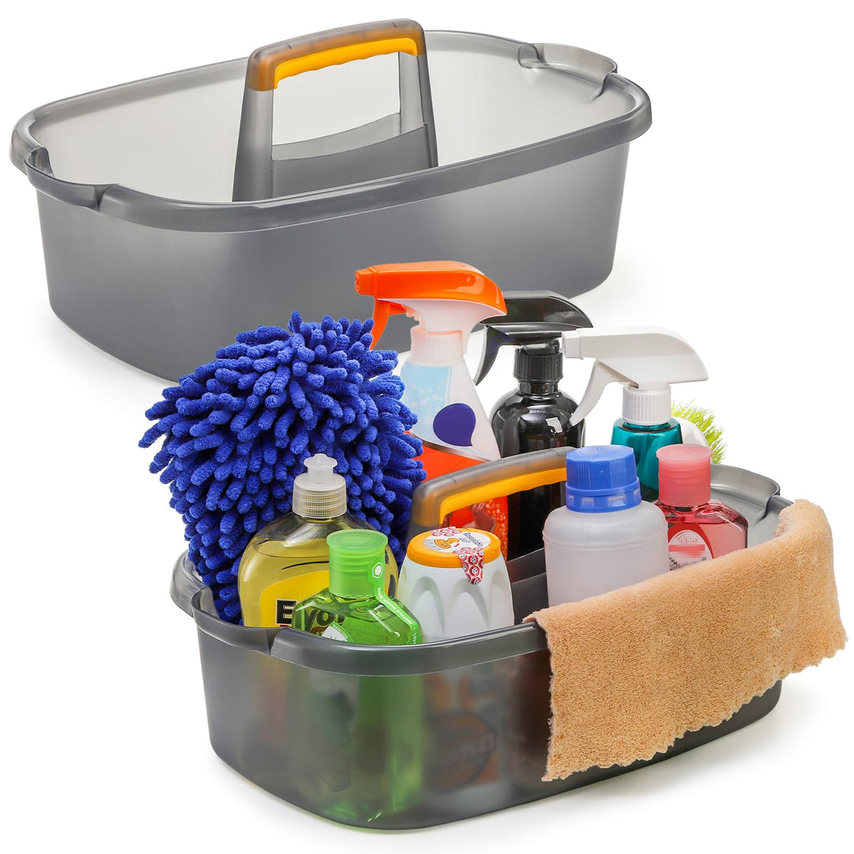 TOPZEA 2 Pack Cleaning Supplies Caddy, Plastic Large Cleaning - Image 1