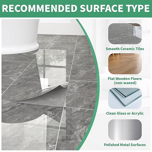 20-Pack 19.34 Sq.Ft Peel and Stick Floor Tiles Vinyl Glossy Pattern Flooring, 11.8” x 11.8” Self Adhesive Vinyl Flooring DIY for Kitchen, Bathroom, Laundry, Polish Dark Grey Marble