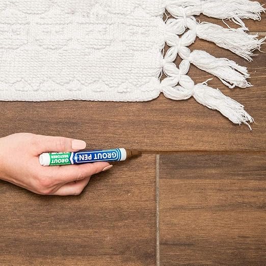 Grout Pen Tile Paint Marker: Brown 2 Pack with Extra Tips (Narrow, 5mm) & Large Brown (Wide, 15mm Tip) - Waterproof Grout Colorant and Sealer Pen to Renew, Repair, and Refresh Tile Grout
