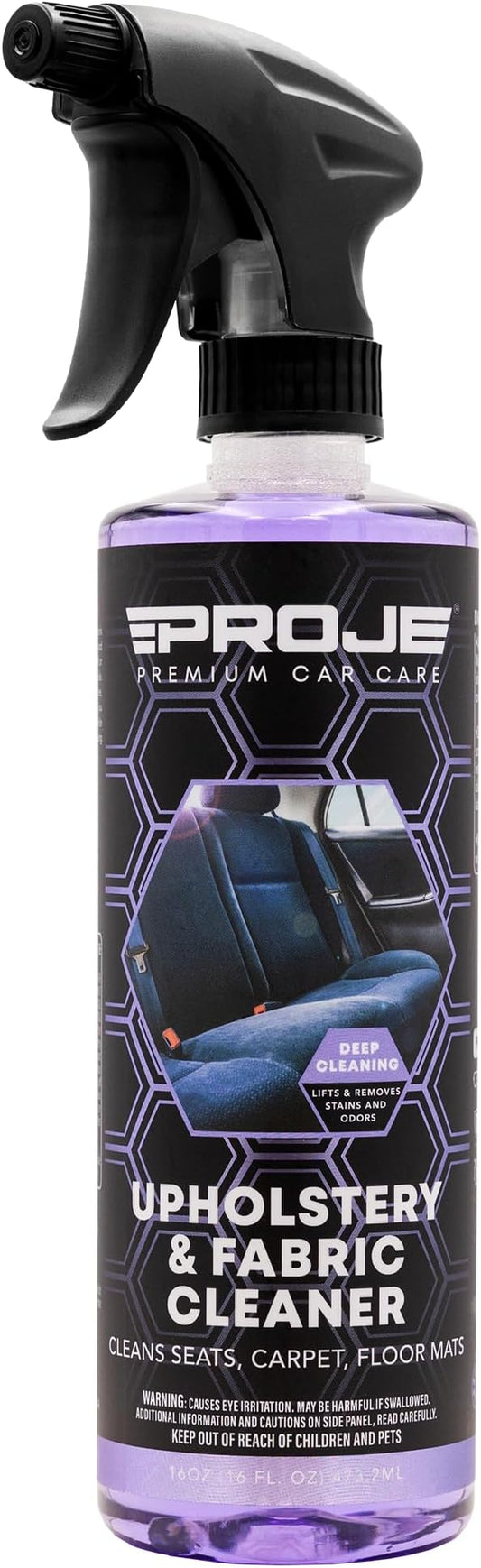 PROJE' Upholstery & Fabric Cleaner - Effective Carpet Cleaner - Stain remover - Eliminates Odors - Car Seat Cleaner - 16 Fl Oz