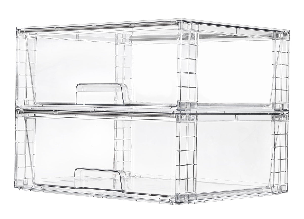 Vtopmart 2 Pack Large Clear Stackable Plastic Storage Drawers - Image 1