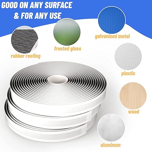 Black Butyl Sealant Tape – 1/2" x 80' Butyl Rubber Sealant, 4 Rolls Multi-Purpose Butyl Rope, and Putty Tape for RV Repair, Window, Boat Sealing, Glass and EDPM Rubber Roof Patching