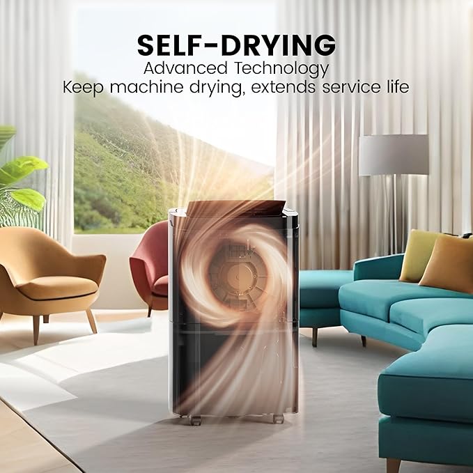 Kesnos 150 Pints 2025 Energy Star Dehumidifier for Home, Basement with Drain Hose & Large Tank, Ideal for Spaces up to 7,500 Sq. Ft. - Portable Commercial Dehumidifier with Auto Defrost & Self-Drying